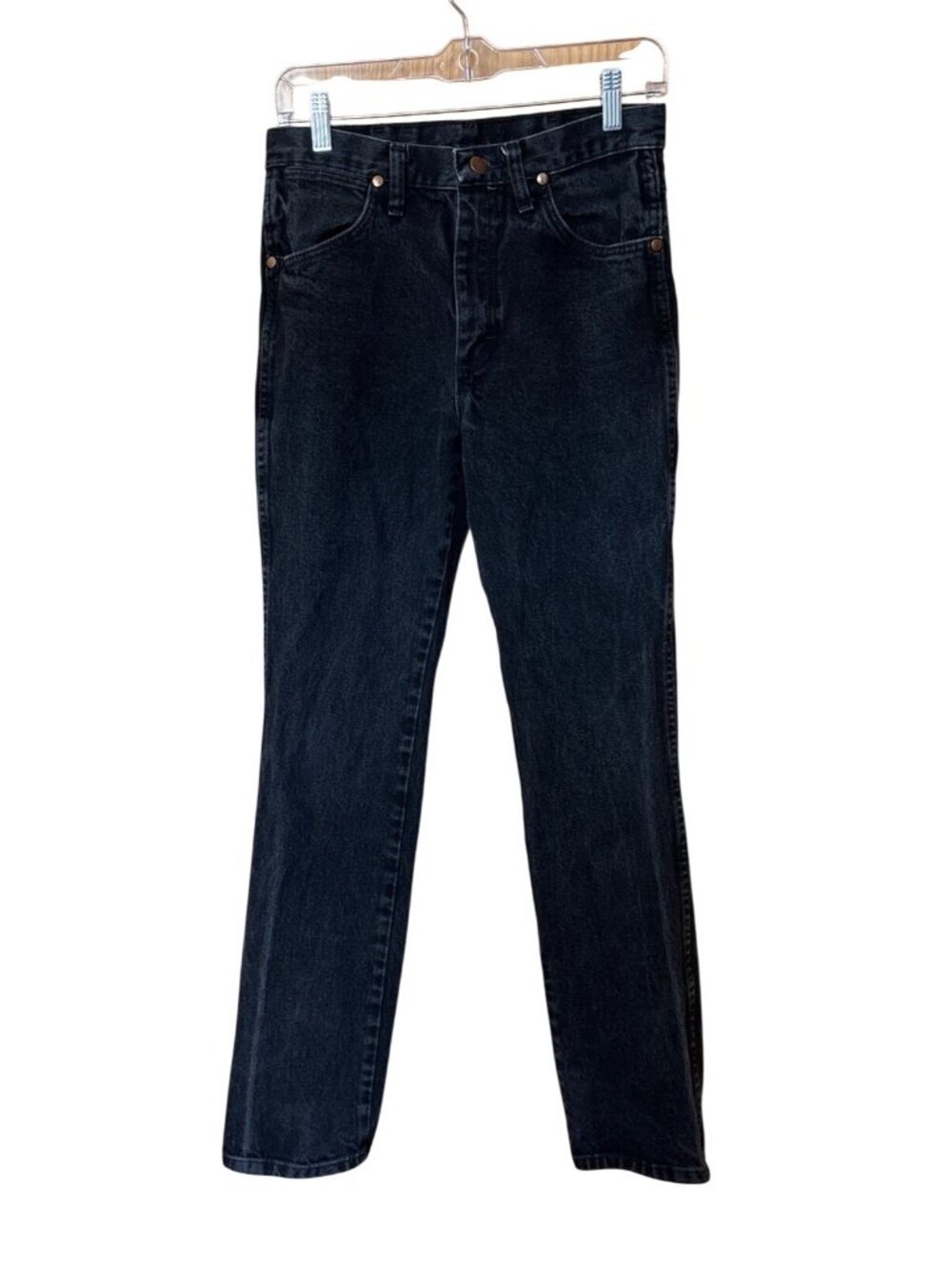 Wrangler Mens Black Denim Jeans 29x32 Straight Leg 100% Cotton Made In Mexico
